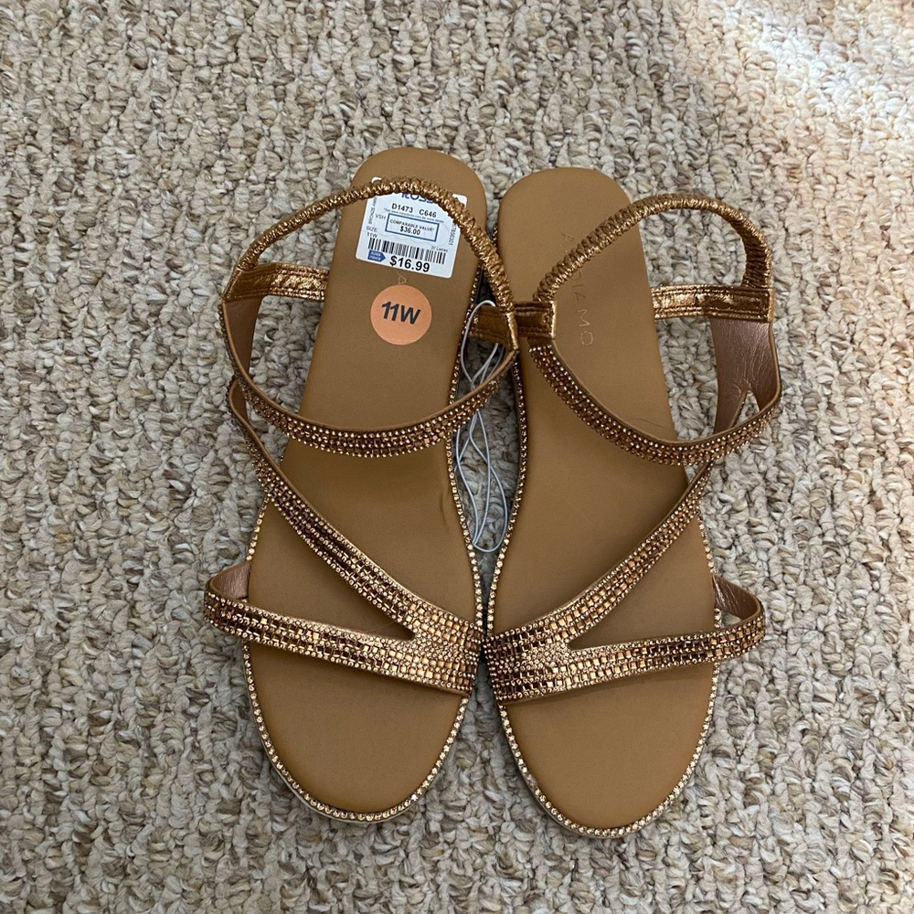 Bronze kitten wedge sandals